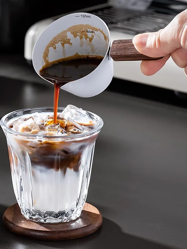 كوب استخلاص الإسبريسو من الفولاذ المقاوم للصدأ 304 مع مقبض ومقياس سعة 20 مل، كوب على الطراز الأوروبي، قطعة واحدة من أدوات ال...