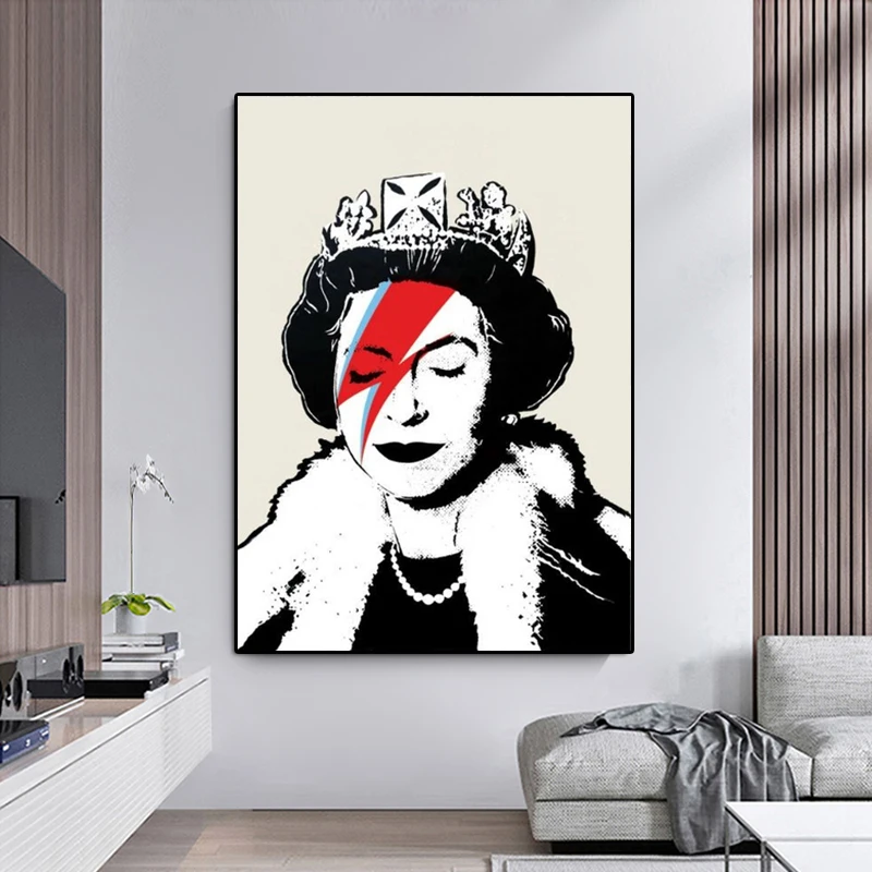 Banksy Art Queen Elizabeth Posters and Prints Modern Canvas Painting Wall Art Pictures for Living Room Wall Decoration Cuadros