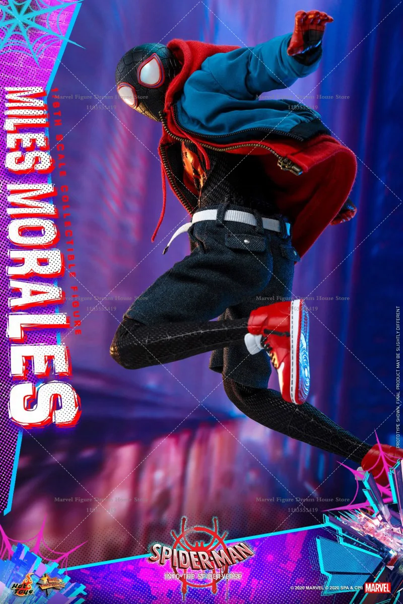 HOTTOYS MMS567 1/6 Scale Spider-Man Into the Spider-Verse Miles Morales Black Battle Suit 12-inch Full Set Action Figure Soldier