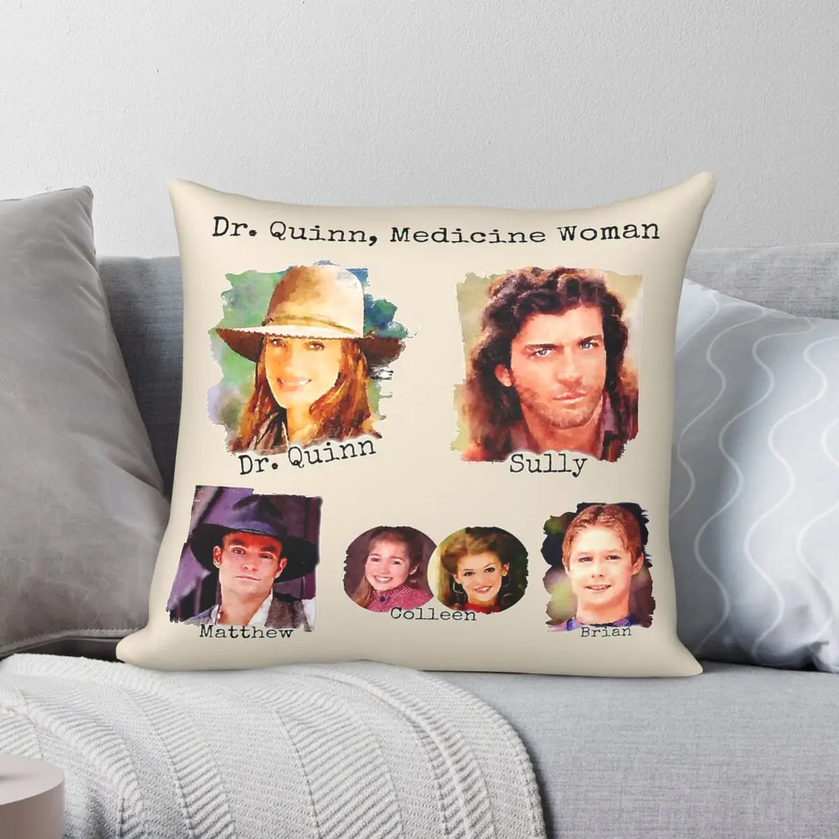 Dr. Quinn Medicine Woman Family Pillowcase Polyester Linen Velvet Printed Zip Decorative Pillow Case Room Cushion Cover