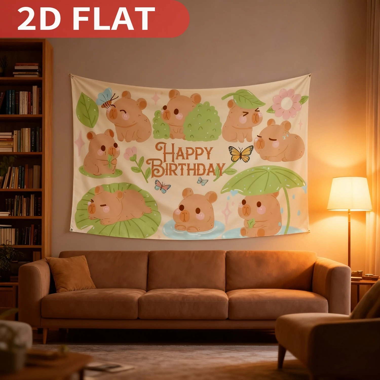 

1pc Cute Capybara Animal Theme Birthday Party Supplies Set Decoration, Durable Polyester, Photography Background Banner