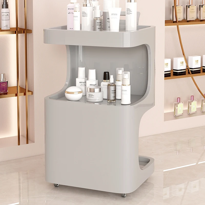 

High-End Solid Wood Beauty Salon Cart – All-in-One Rolling Tool Cart with Pattern Embroidery Rack