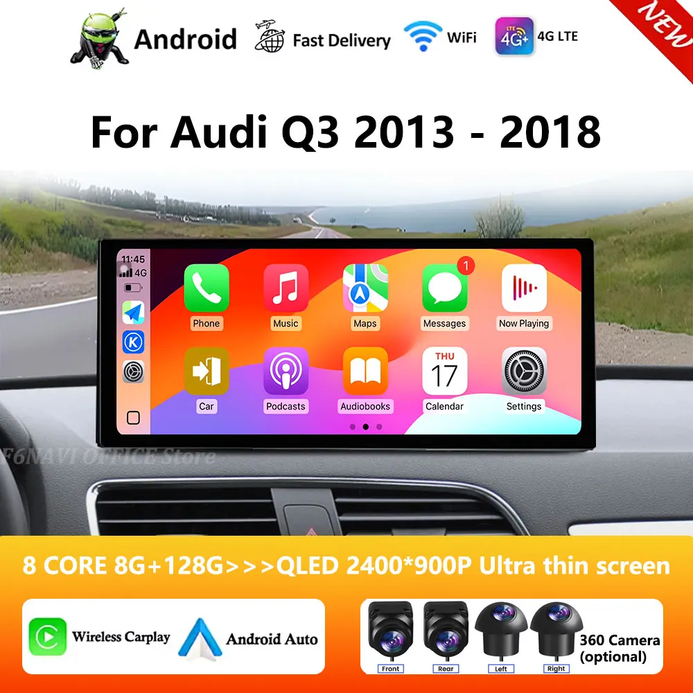 

Wireless Carplay 4G Android 16 For Audi Q3 2013 - 2018 GPS Navigation Car Video Multimedia Player WiFi BT DSP Stereo Auto Tools