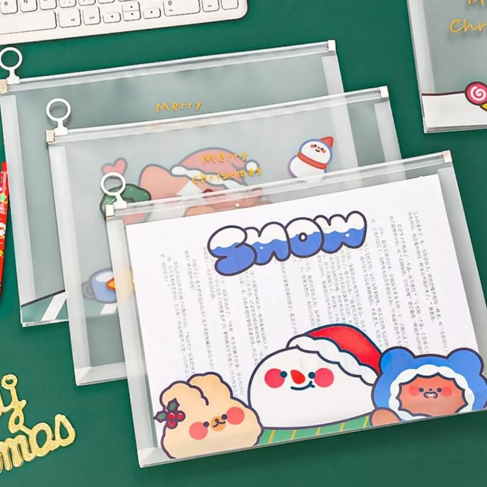 

Student Test Paper School Stationery Snowman Pencil Case Information Pack PP File Bag Documents Filling Bag File Folder