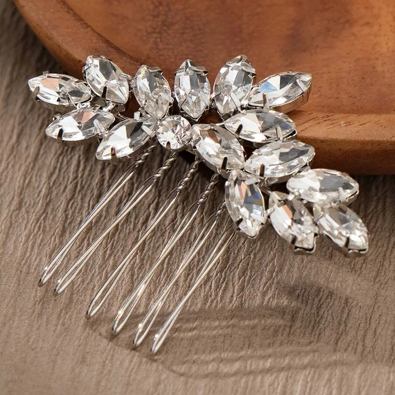 Fashion Shiny Imitation Silver Rhinestone Wedding Hair Combs Hair Bride Wedding Dress Accessories For Girl Gift Clip