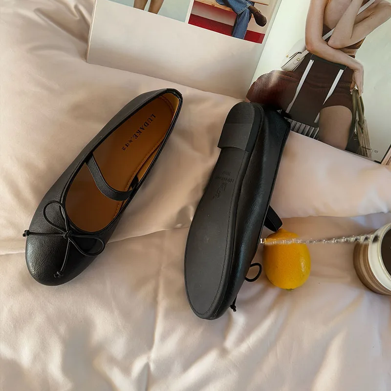 

Модные женские балетки без шнуровки, женская обувь с узлом-бабочкой, женская обувь Мэри Джейн на плоской подошве с круглым носком, женская обувь на плоской подошве