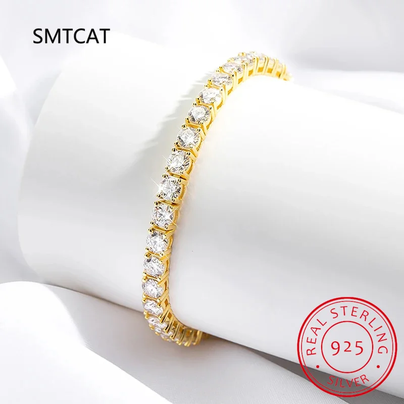 3mm 4mm Moissanite Tennis Bracelet 925 Sterling Silver with White Gold Plated Pass Diamond Tester Bracelets Pulseiras for Women