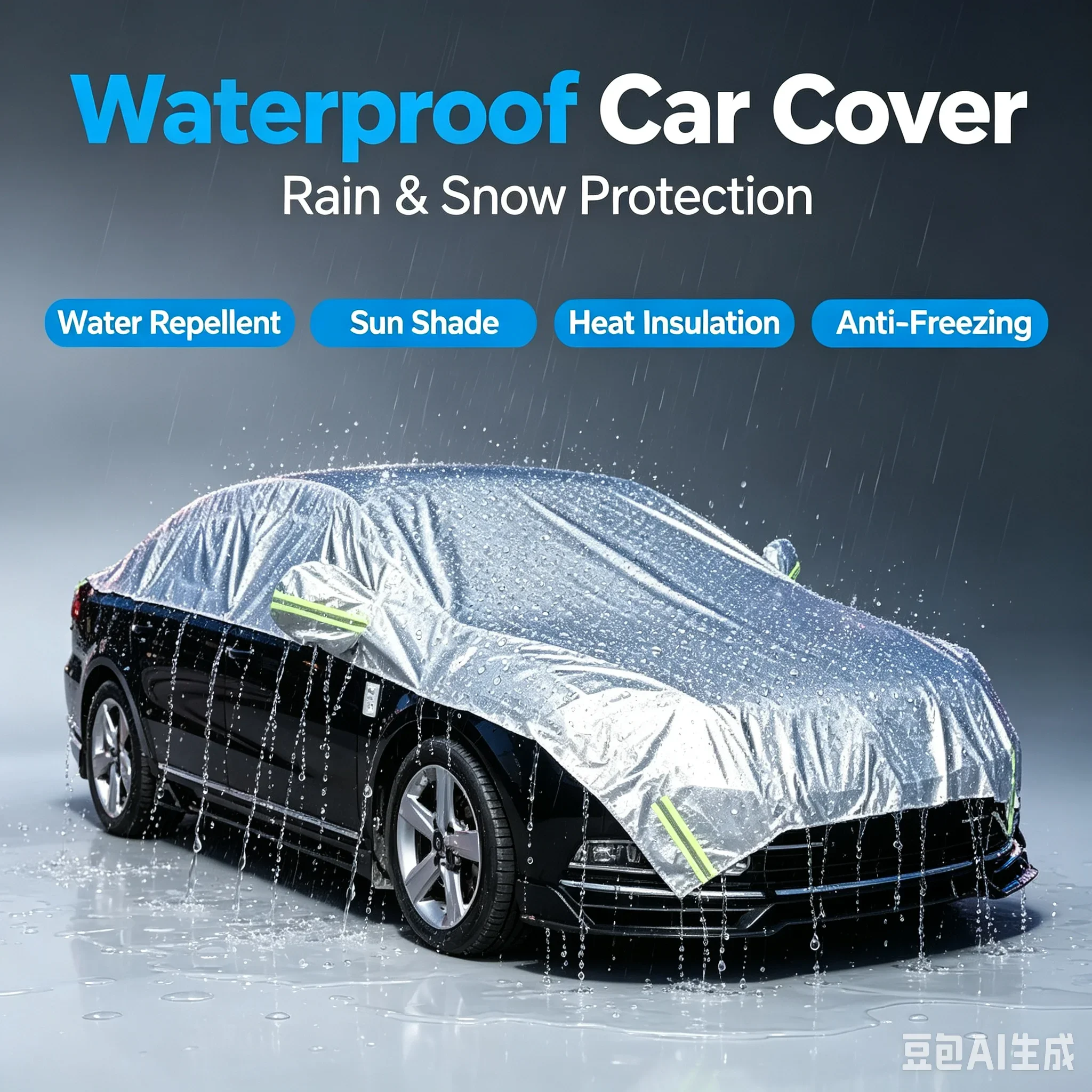 新しい車カバー-雪霜雨よけ-断熱-防寒-汎用-自動車ハーフボディ保護カバー
