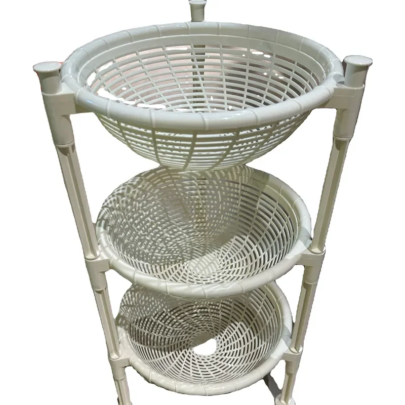 Kitchen storage rack mold Plastic round fruit and vegetable basket Injection mold Multi-stage storage rack molding