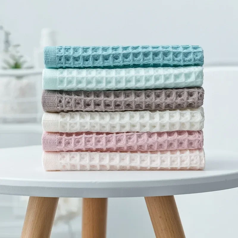 Cotton Waffle Towel 6 Colors Plain Color Soft And Comfortable Water Sucking Strong Travel Home Towel  34*34cm Bathroom Tools