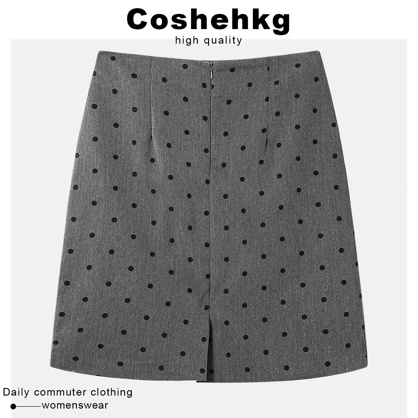 Coshehkg Korean Style Polka Dot A-Line  Skirt Women's New Spring Summer High Waist Slim Fit Design Grey Short Skirt