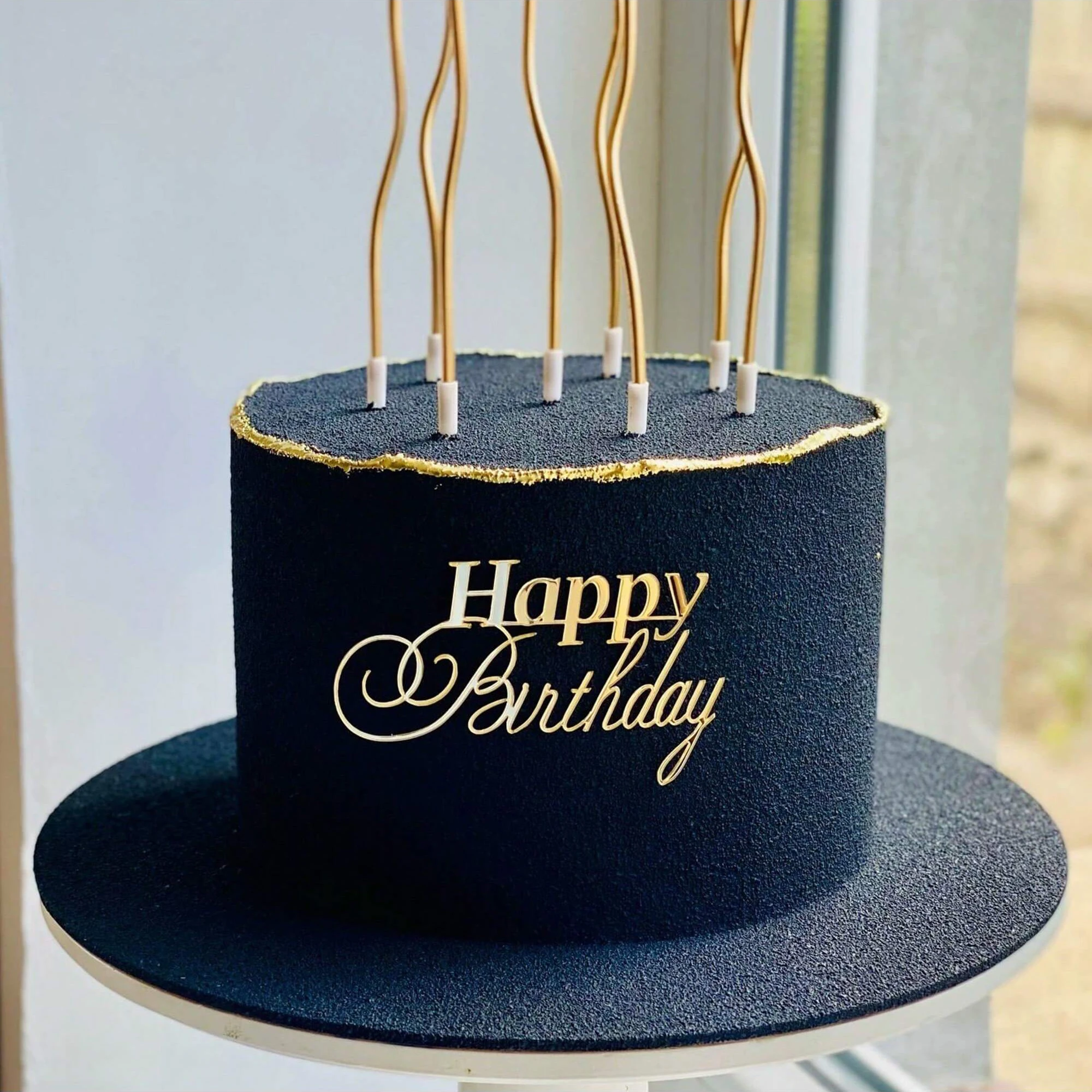 3 stücke Gold Acryl Alles Gute Zum Geburtstag Kuchen Topper DIY Kuchen Backen Dekoration Lieferungen Geburtstag Party Dessert Flagge Decor Werkzeuge – Detail 4