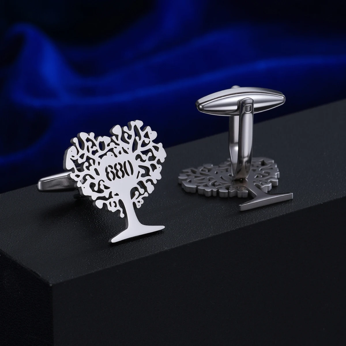 Customized Numbers Men Love Tree Cufflinks Customized Suit Shirt Stainless Steel Buttons Sports Jewelry Gifts view 3