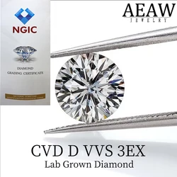 Lab-Grown CVD HPHT Diamond NGIC Certified Round Cut Loose Diamond D Color 1CT-1.5CT  VVS Clarity 3EX