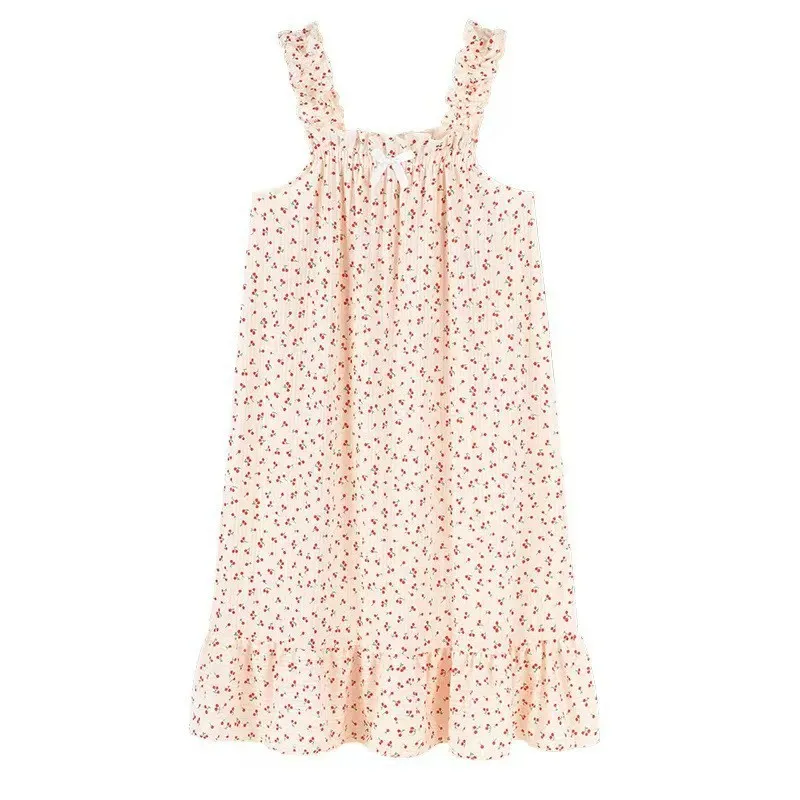 Pure Desire Style Sleeveless Dress Summer Pajamas Women Thin Cute Midi Homewear Nightgown