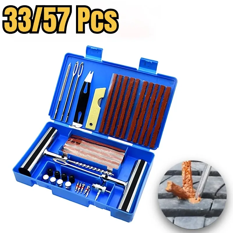 Auto Tire Repair Set Puncture Repair Tools Car Van Motorcycle Bike Emergency Heavy Duty Tubeless Tire Repair Rivet Accessories