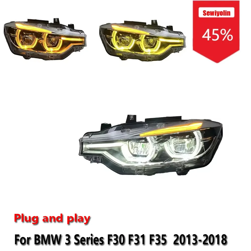 

Sewiyolin Car LED Headlight For BMW 3 Series F30 F31 F35 2013-2018 Yellow White Amber DRL Fog Turn Signal Lamp Plug and Play