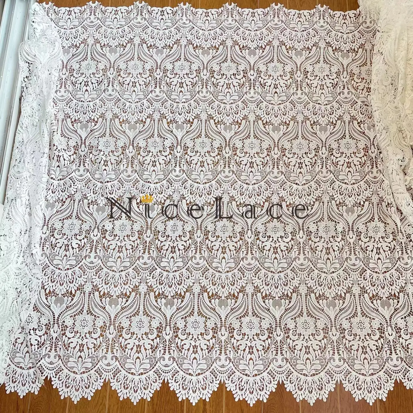 Nicelace Hot Selling Women Fashion Lace Accessories Polyester Guipure Embroideried Fabrics Wedding Gown Bridal Dress Wide 120CM