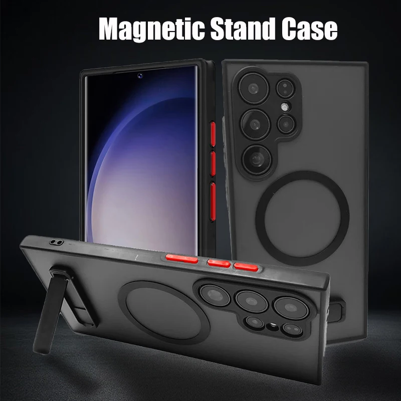 UYUXIO Transparente Magnetische Handyhülle mit Ständer für Samsung Galaxy S26 S25 Ultra S24 S23 FE S22 Plus Standhülle – Detail 1
