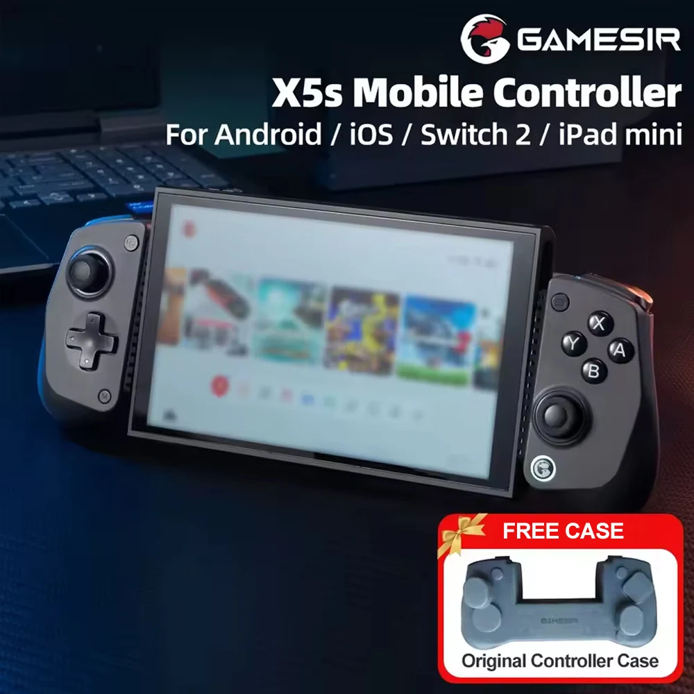 Controle de Jogo Sem Fio GameSir X5s para Android, iOS, PC, Gamepads Nintendo Switch 2/1, Controle com Giroscópio de 6 Eixos e Vibração HD