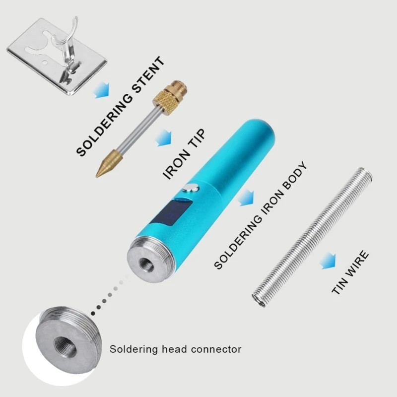 Wireless Soldering Iron USB High-power Fast Heat Rechargeable Soldering Iron Temperature Adjustment with LED Display