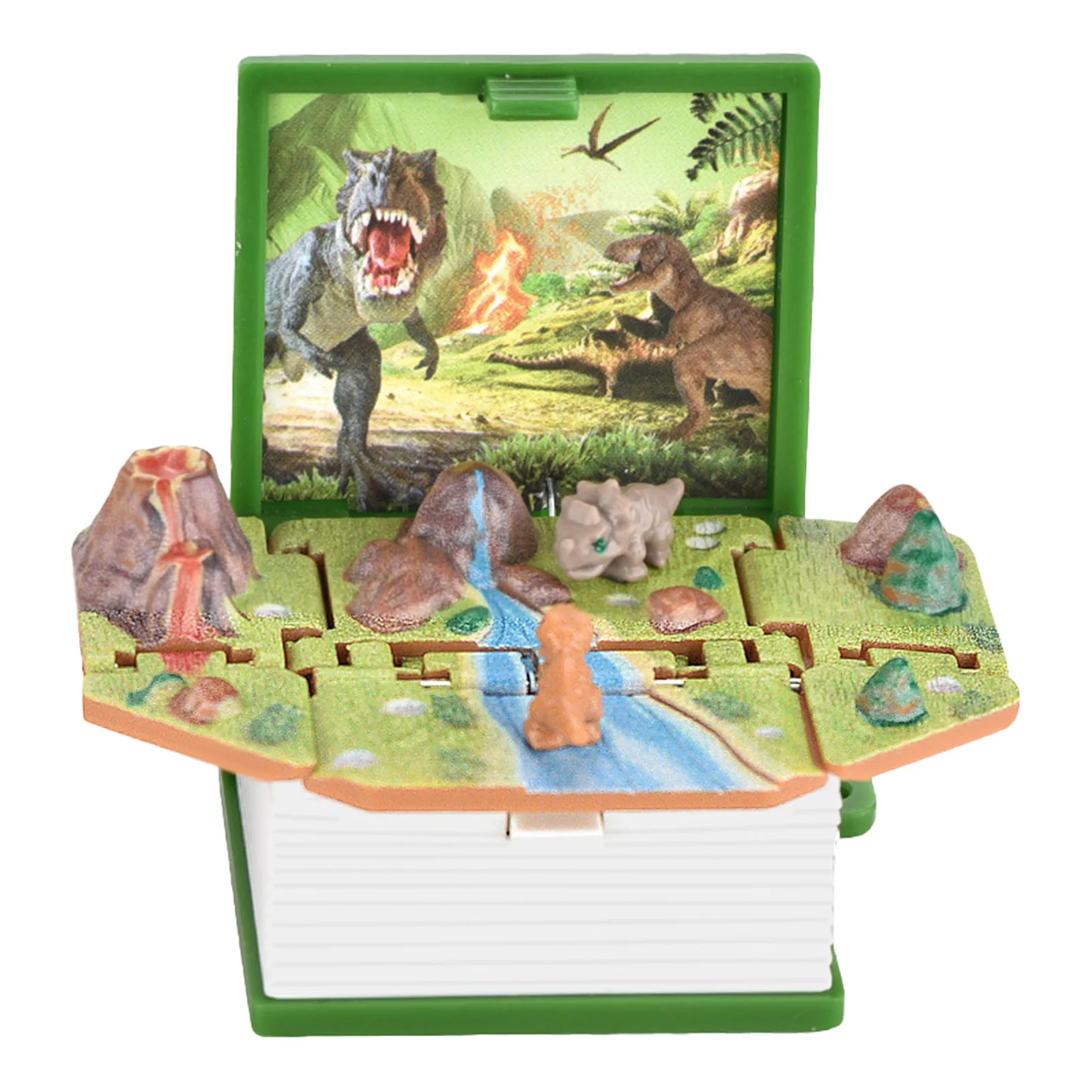 

Baby Carillon 3D Dinosaur Toys For Kids Mini PopUp Keychain Mini Dinosaurs Figures Book Small Gift For Cube Blue Green