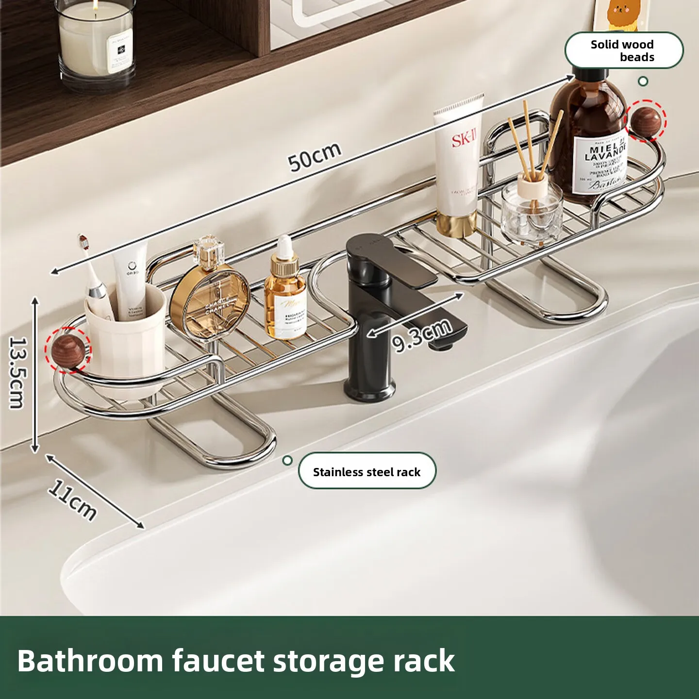 Stainless Steel Faucet Storage Shelf No Drill Standing Sink Organizer Heavy Duty Moisture Resistant Bathroom Counter 수전 선반