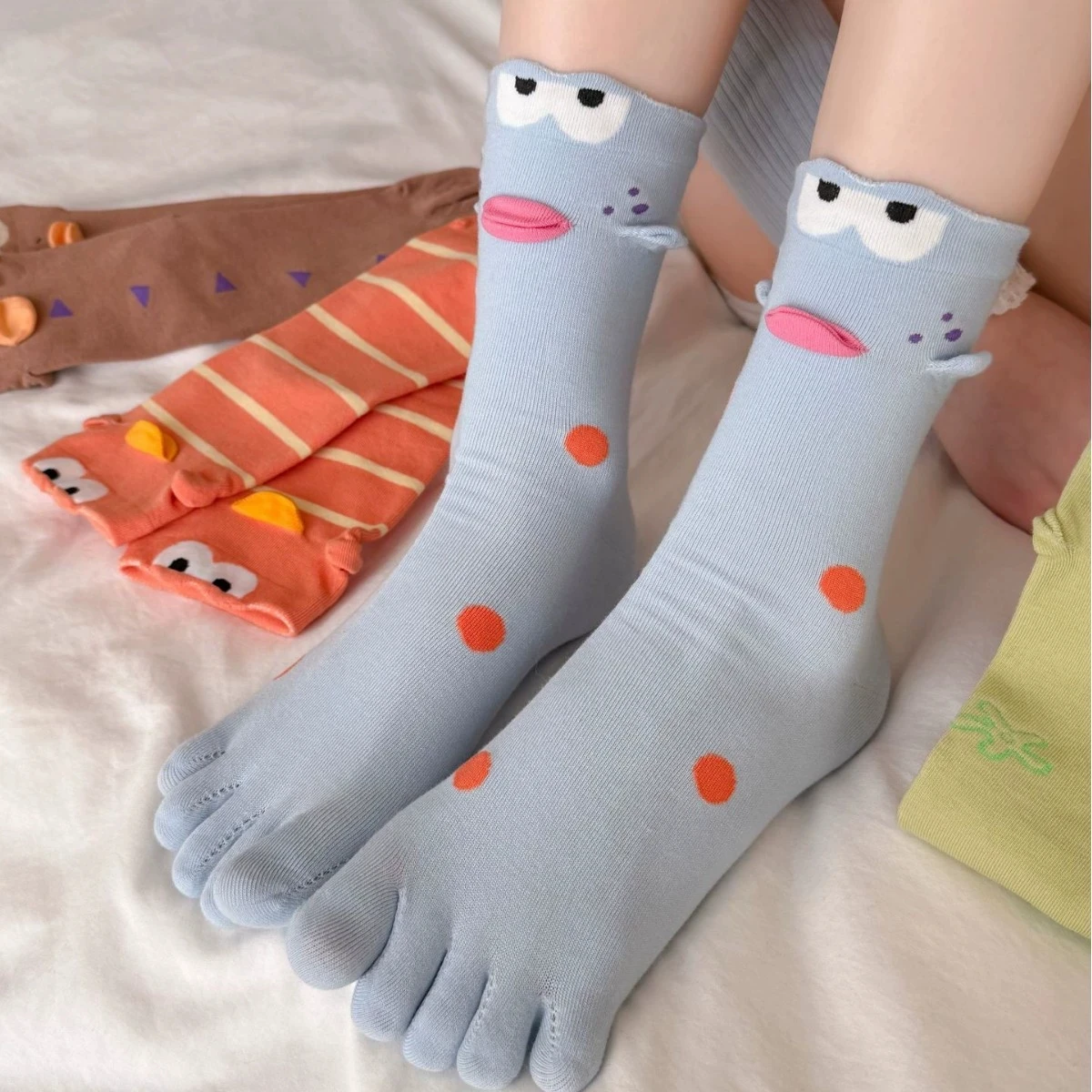 Five Finger Socks Cartoon Pilates Yoga Sports Socks Silicone non-slip SocksDance Gym Breathable Comfy Cotton Colorful Socks