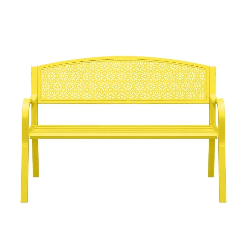Panca da esterno in metallo per 2 persone - Giallo