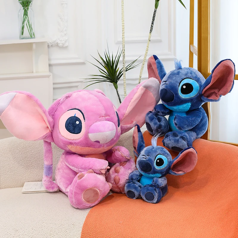 

Дисней мультфильм LILO & Stitch плюшевая игрушка розовый синий стежок мягкие плюшевые подушки куклы украшение комнаты GirlFrend праздник Gif