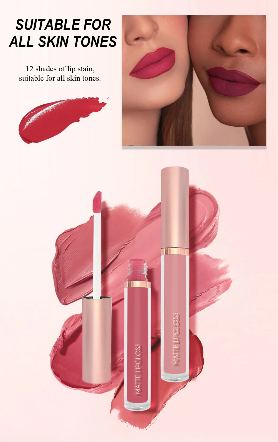 Impermeável Long-Lasting Liquid Lipstick Set, Matte Lip Gloss, Maquiagem Cosmética Beleza, Presente da Deusa, Sem Logotipo, 6 Pcs