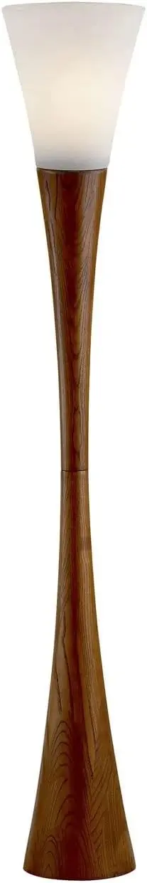 Contemporary Modern One Light Floor Lamp from Espresso Collection in Bronze/Dark Finish, 10.00 inches, Walnut Poplar Wood