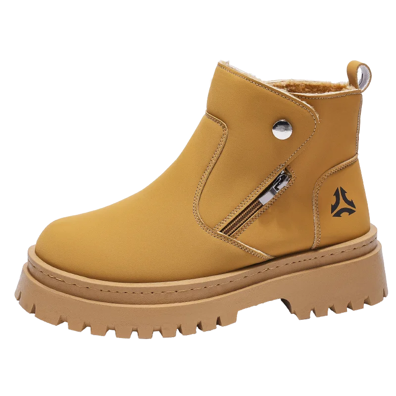 

VIPOL Autumn and winter men's boots, thick-soled fashionable work boots, retro outdoor short boots, high-top fleece boots