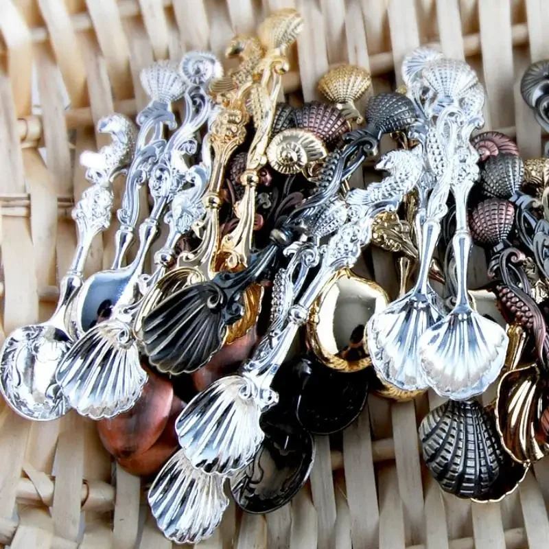 1PC Vintage Coffee Ice Wedding Ocean Spoon Gift Shell Stirring Kitchen Utensils