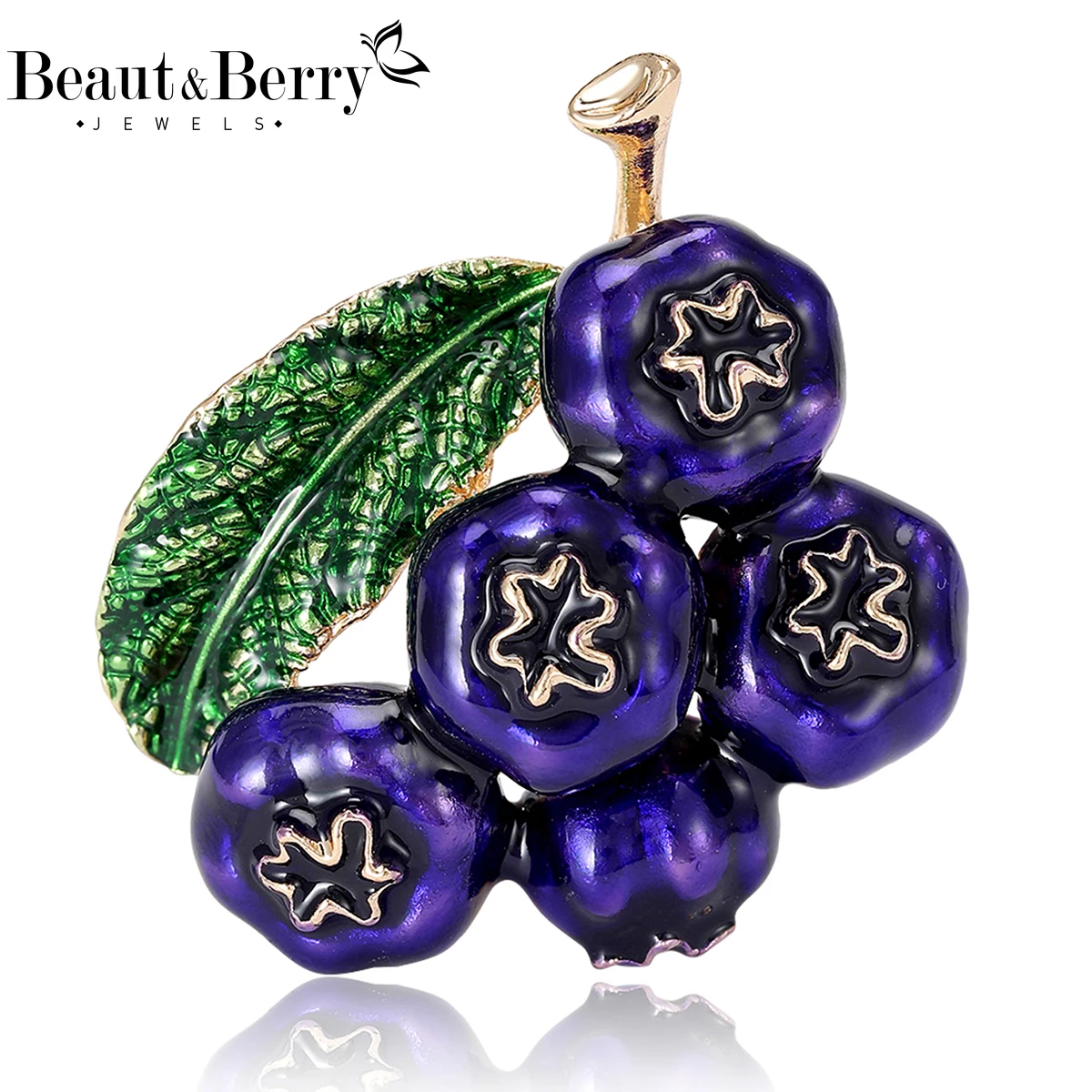 Beaut&Berry Luxury Enamel Blueberry Brooches for Women Unisex Fruit Pins Casual Party Jewelry Accessories Gifts Decoration