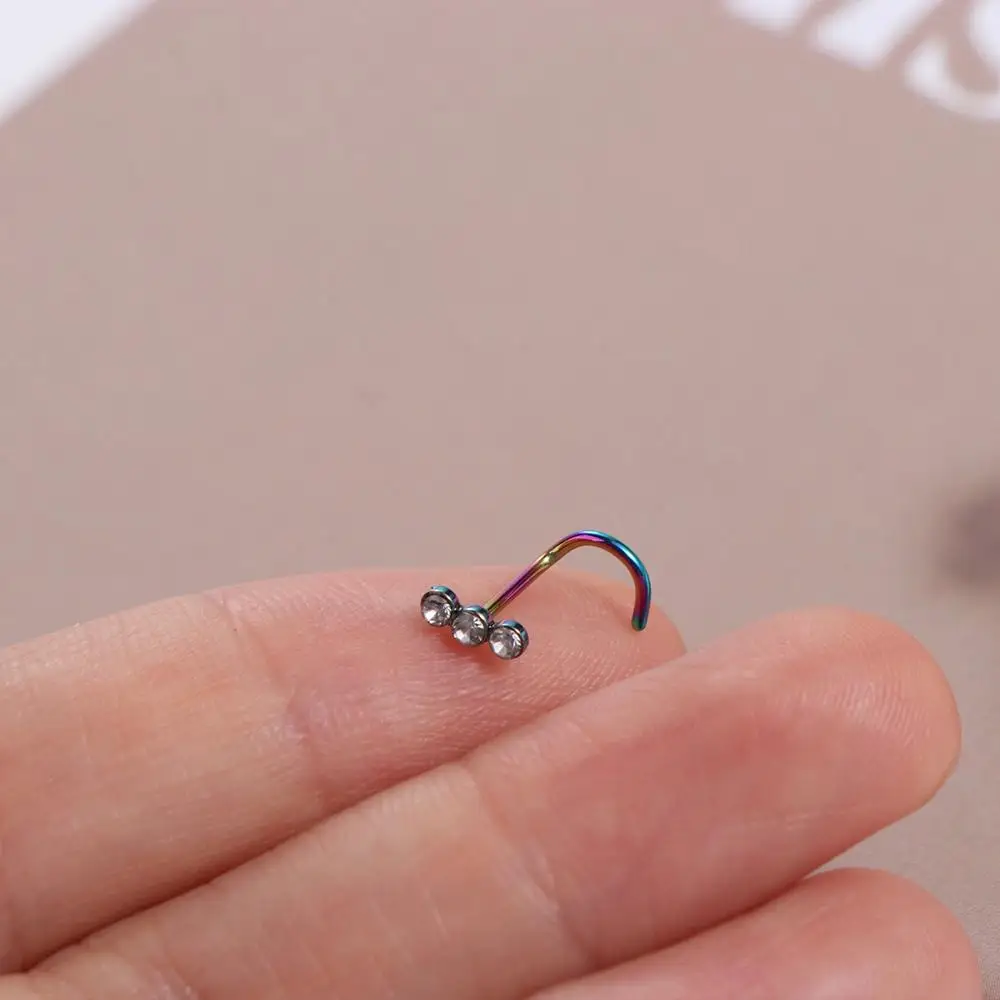 العصرية الفولاذ المقاوم للصدأ الزركون الأنف المسمار ترصيع هندسية أوبال الأنف ثقب الجسم مجوهرات متعدد الألوان يوميا