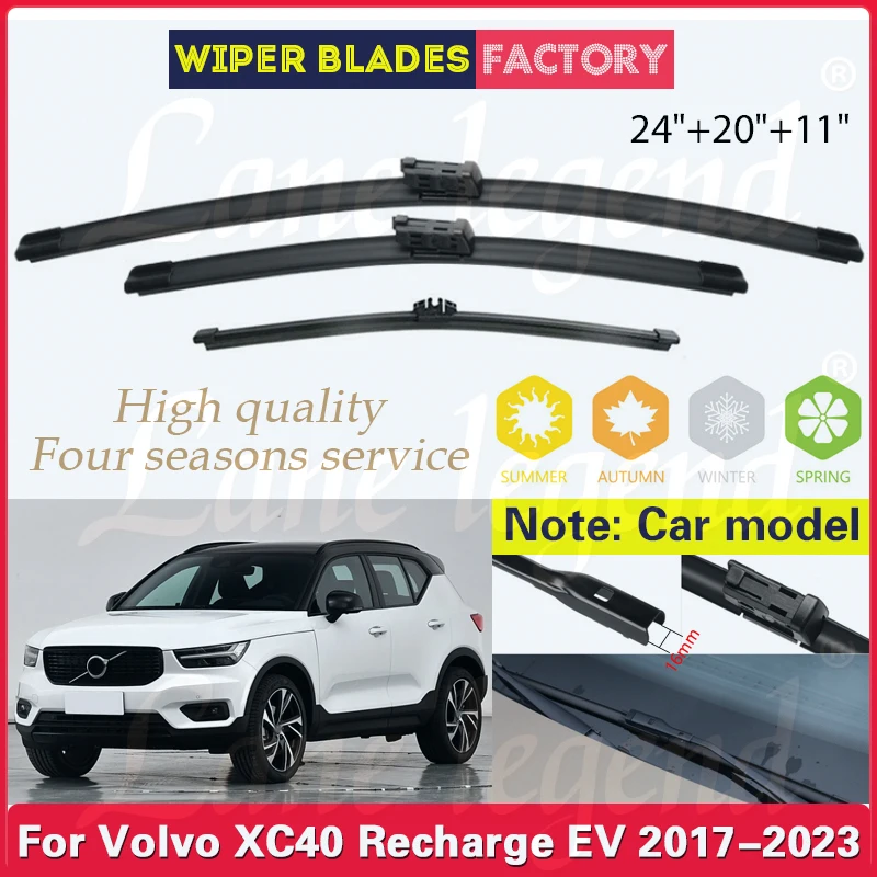 For Volvo XC40 Recharge EV 2017 - 2023 Front Rear Wiper Blades Windscreen Windshield Window Rain Brush Car Accessories 24