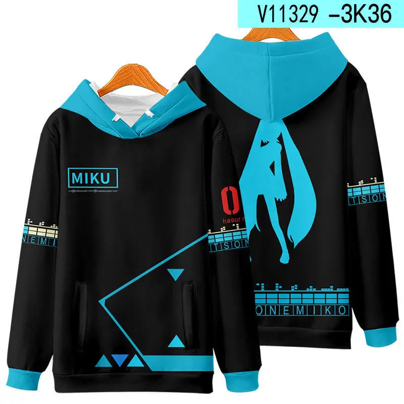 Kawaii Hatsune Cosplay Miku Casual Jacket Hoodie Zipper Round Neck Hooded Two Dimensions Men and Women Autumn Cartoon Clothing