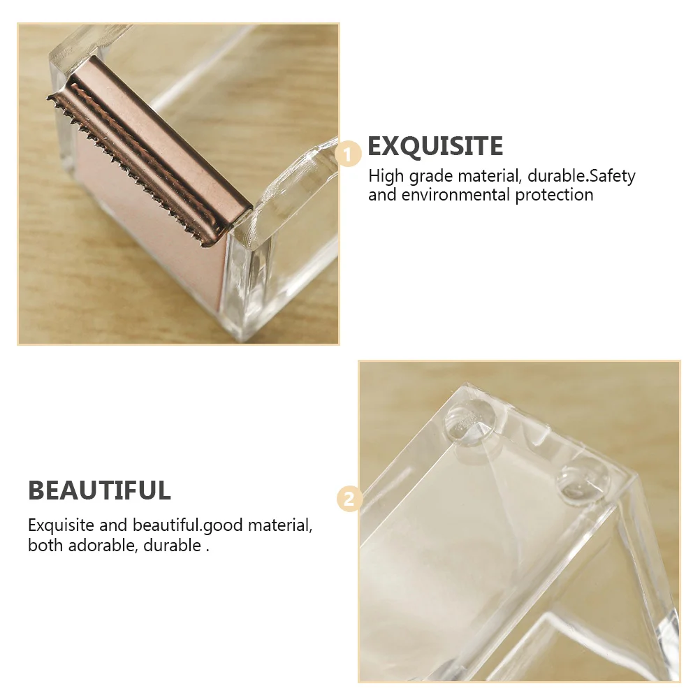 

Acrylic Tape Dispenser Transparent Desktop Cutter For Office School Use Portable Adhesive Holder Smooth Edge Sticker Storage