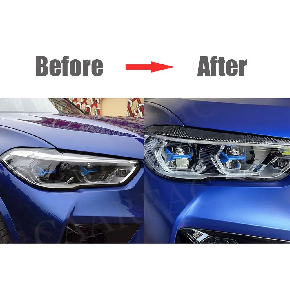 

Carbon Fiber Car Front Headlamp Eyebrow Sticker Headlight Eyelid Cover Trim For BMW X5 G05 F95 X6 G06 2019 -2022 Decoration
