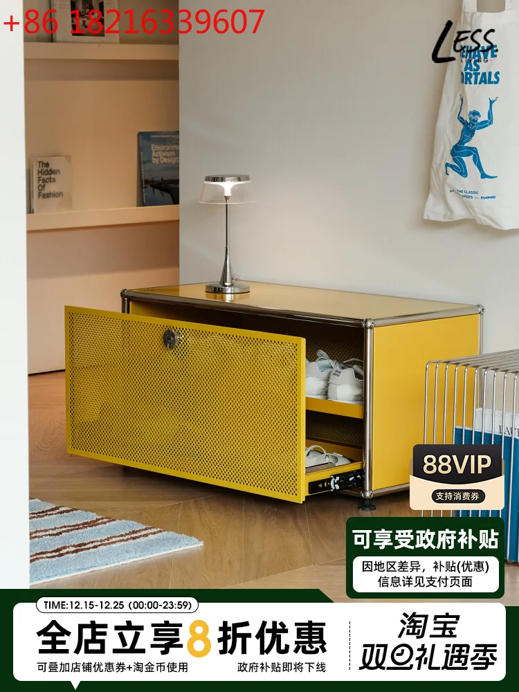 

Medieval Modular Drawer Cabinet Household Door Shoe Cabinet Entrance Metal Storage