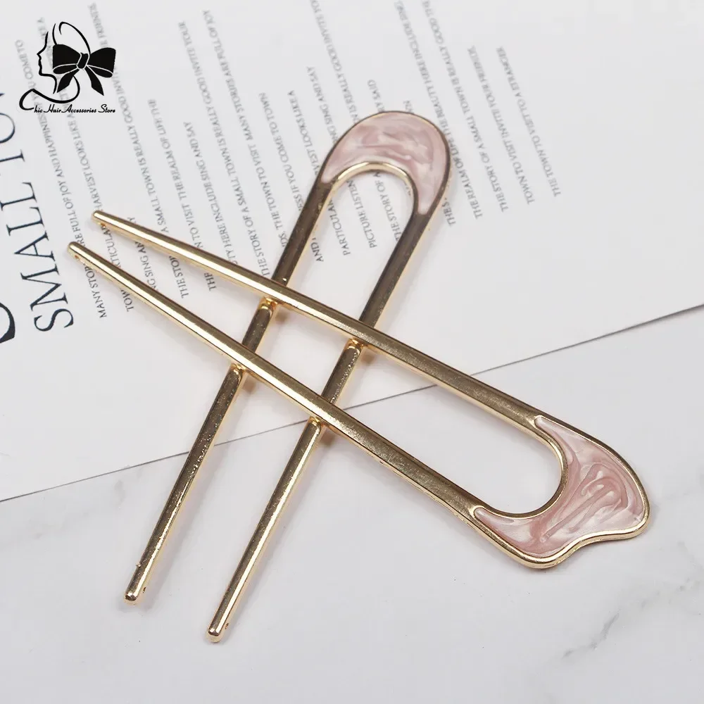 Fashionable U-shaped Hairpin Shell Hairpin Metal U Shaped Hair Pins Hair Fork French  Simple Hair Accessories for Women