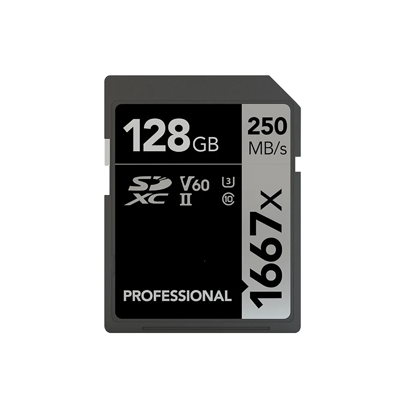 Authentic  1667X SD Card 64GB 128GB 256GB  SDXC UHS-II U3 3D Memory Card max 250MB/s For 4K Video Camera