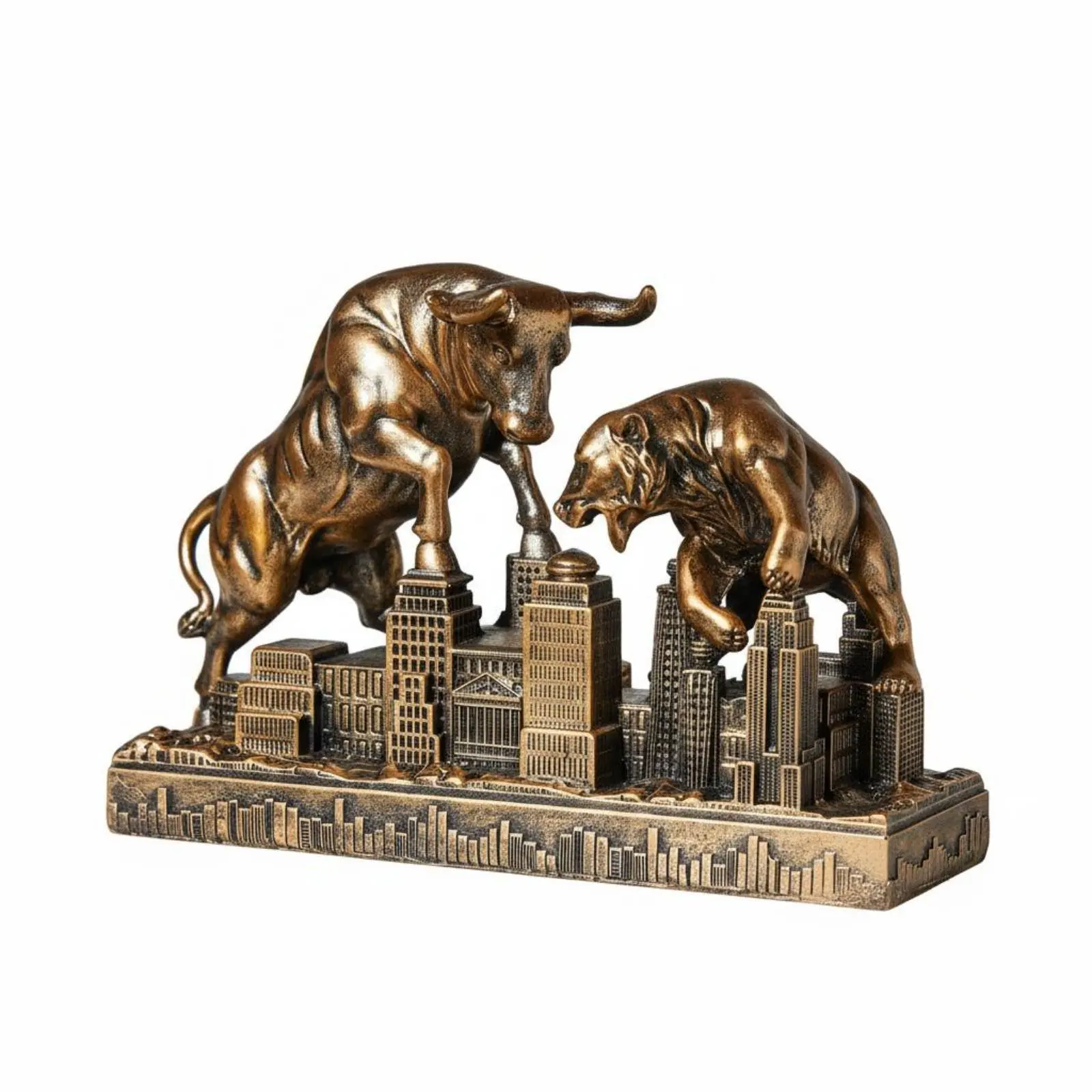 Statuette en résine représentant un bœuf et un ours, décoration pour marché financier, cadeau d'entreprise