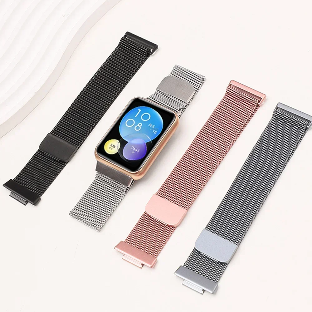 Миланская петля для часов Huawei Fit/Fit2, умные магнитные металлические браслеты из нержавеющей стали, часы Huawei, подходят для 2-полосных аксессуаров