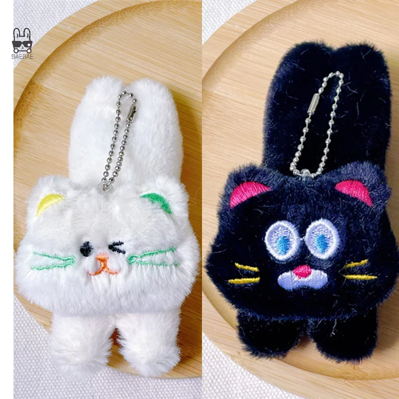 Cute Cartoon Cat Plush Toy Creative Stuffed Kitten Doll Keychain Backpack Pendant Bag Hanging Decoration Kid Gifts