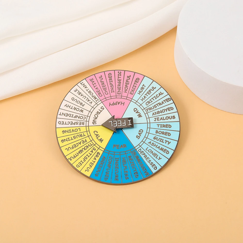 

Emotion Wheel Badge Metal Decor Feeling Accessory Portable Turntable Craft for Bag Keys Backpacks Promotes Emotional Regulation