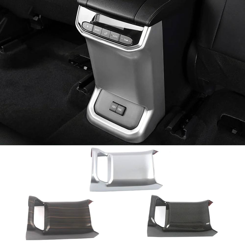 

For Toyota Highlander XU70 2022 Car Center Console Seat Armrest Box Rear Protector Cover Anti Kick Carbon Fiber Wood Grain Color