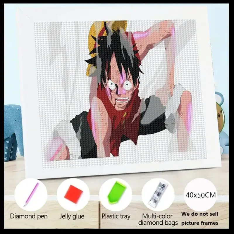 

1 шт. Dynamic One Piece Monkey D. Luffy 5D Набор для алмазной живописи, Полная дрель Аниме Манга Искусство персонажа, Большой драгоценный камень Кристалл Горный хрусталь