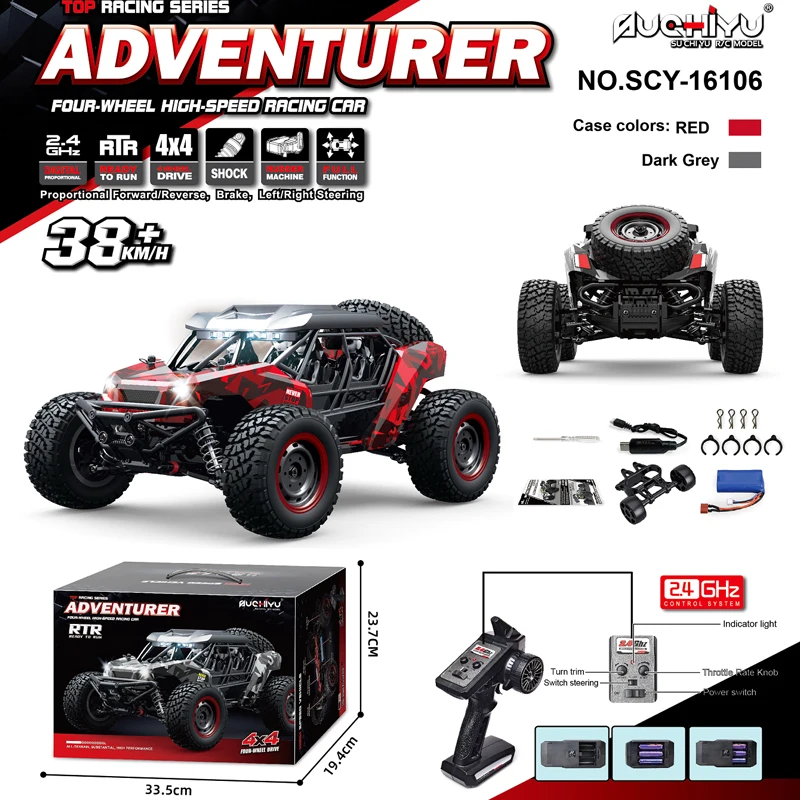 

16106 1:16 38KM/H 4WD RC Car With LED Remote Control Off-road Cars High Speed Drift Monster Truck for Kids vs Wltoys 144001 Toys